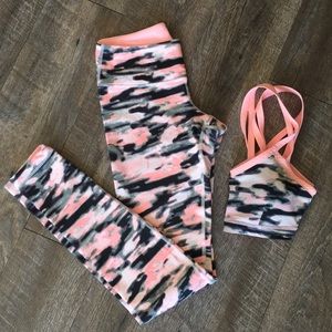 Lululemon pink camo bra top and leggings